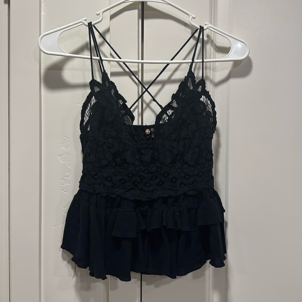 Free People Adella Cami Lace Ruffled Tank Top